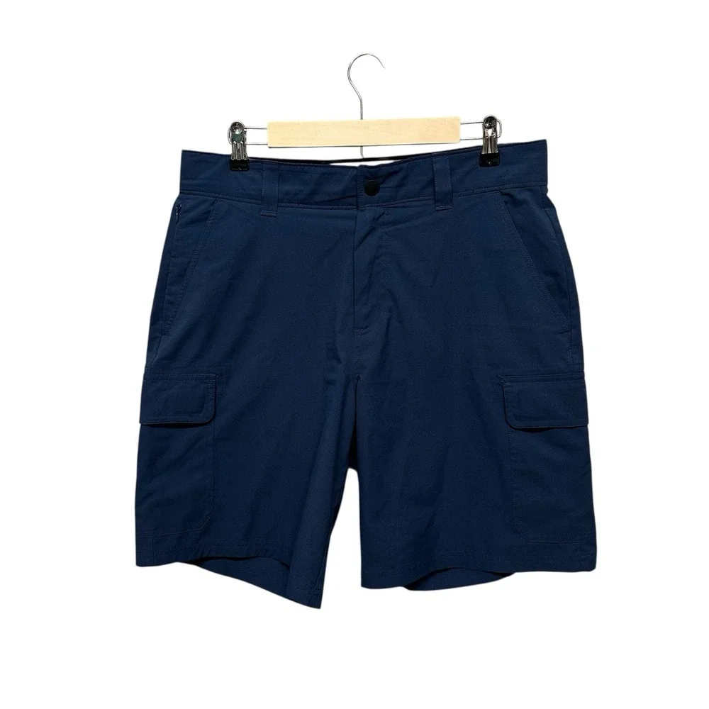 Orvis Men Belted Cargo Shorts Size 32 Blue Climbing Camp Fishing Outdoors Pocket